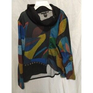 michael tyler womens Full Zip Long Sleeve Shirt Artsy Y2k Size L